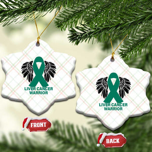 Liver Cancer Angel Warrior Wings Ceramic Ornament Green Ribbon Awareness Support Gift