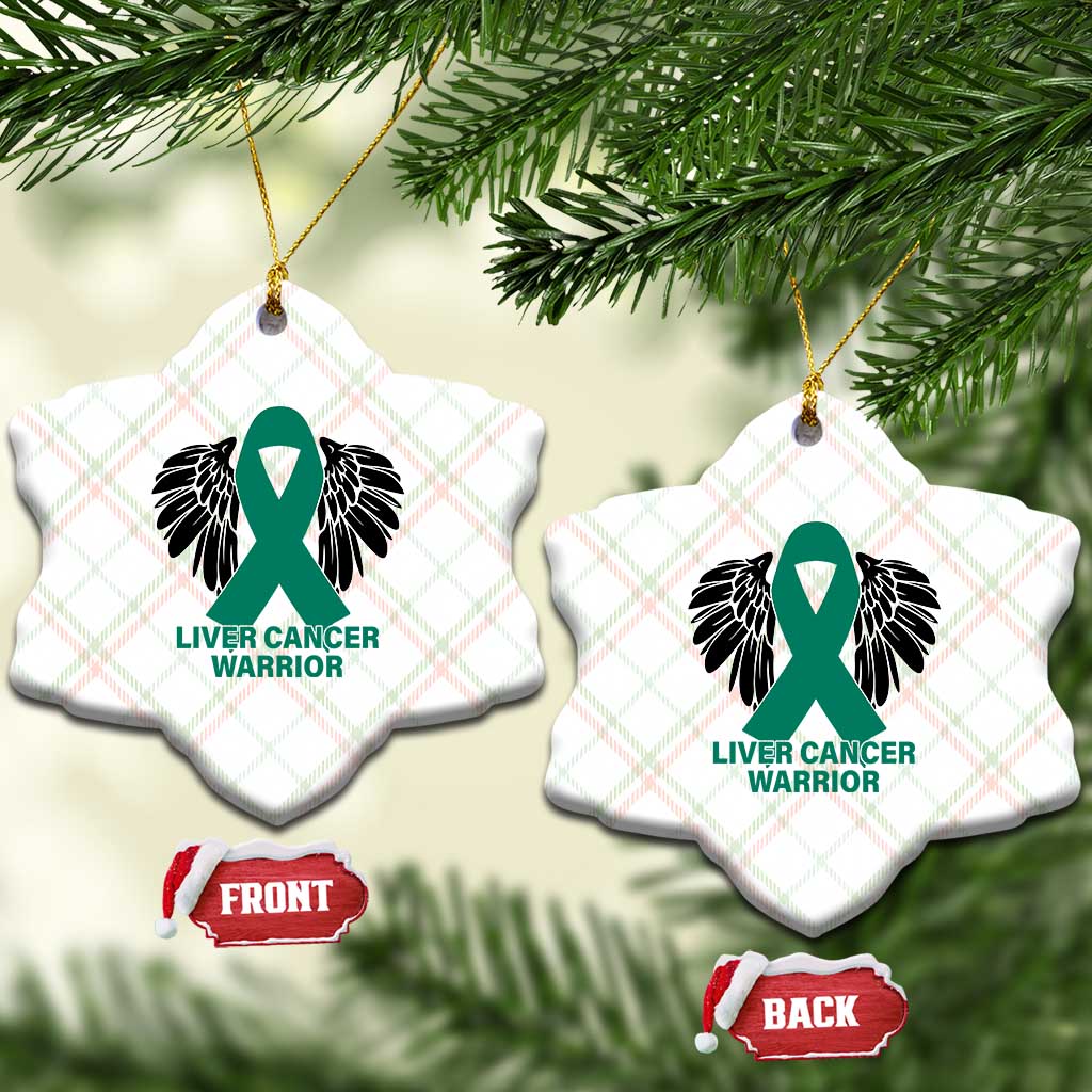 Liver Cancer Angel Warrior Wings Ceramic Ornament Green Ribbon Awareness Support Gift