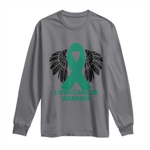 Liver Cancer Angel Warrior Wings Long Sleeve Shirt Green Ribbon Awareness Support Gift