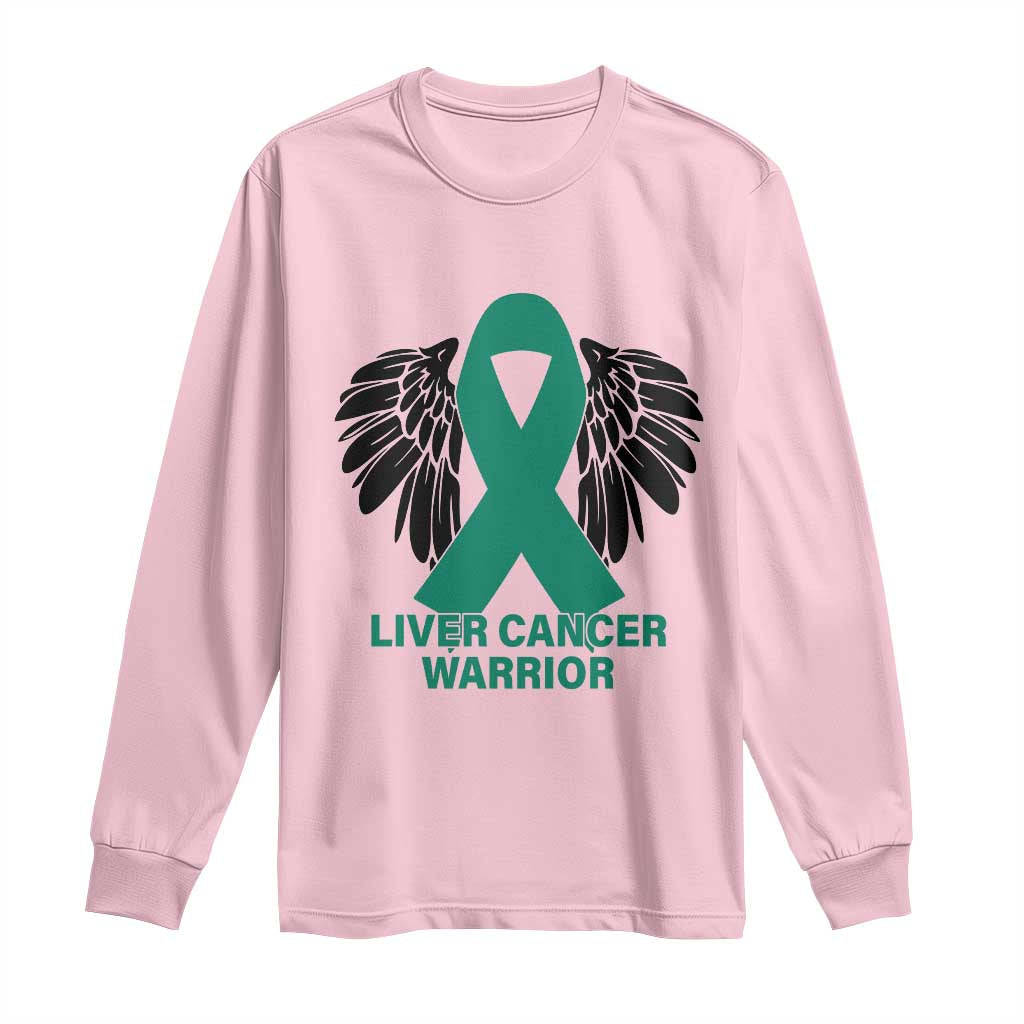 Liver Cancer Angel Warrior Wings Long Sleeve Shirt Green Ribbon Awareness Support Gift