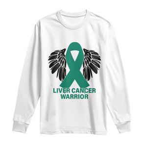 Liver Cancer Angel Warrior Wings Long Sleeve Shirt Green Ribbon Awareness Support Gift