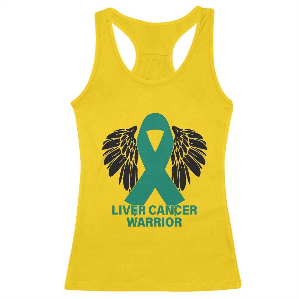 Liver Cancer Angel Warrior Wings Racerback Tank Top Green Ribbon Awareness Support Gift