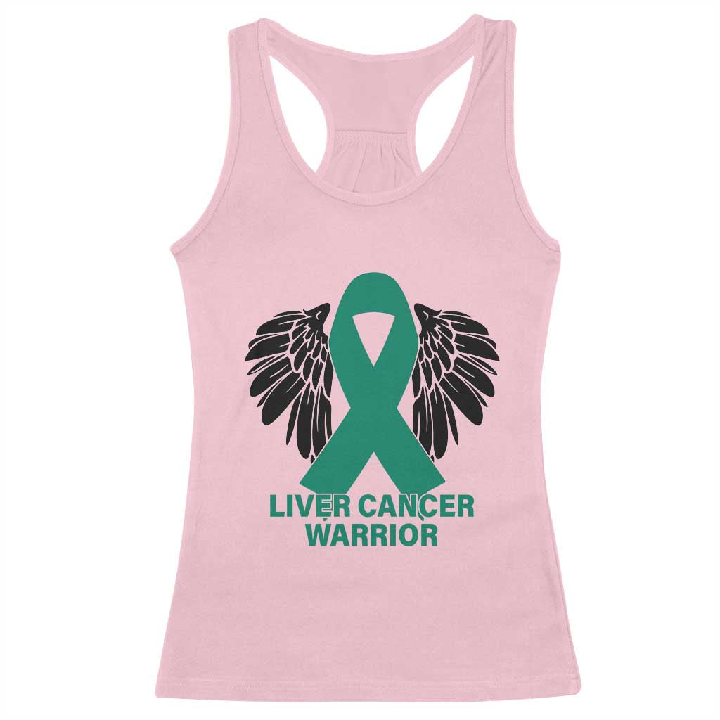 Liver Cancer Angel Warrior Wings Racerback Tank Top Green Ribbon Awareness Support Gift