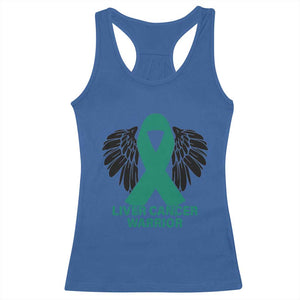 Liver Cancer Angel Warrior Wings Racerback Tank Top Green Ribbon Awareness Support Gift