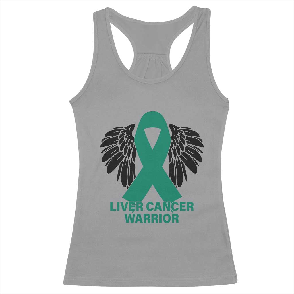 Liver Cancer Angel Warrior Wings Racerback Tank Top Green Ribbon Awareness Support Gift