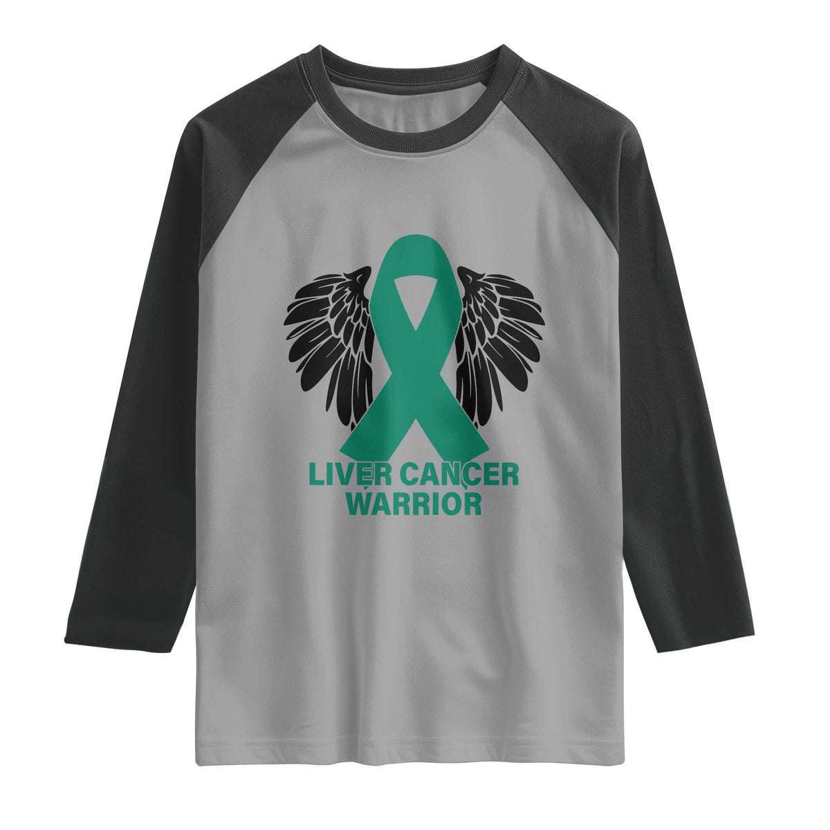 Liver Cancer Angel Warrior Wings Raglan Shirt Green Ribbon Awareness Support Gift