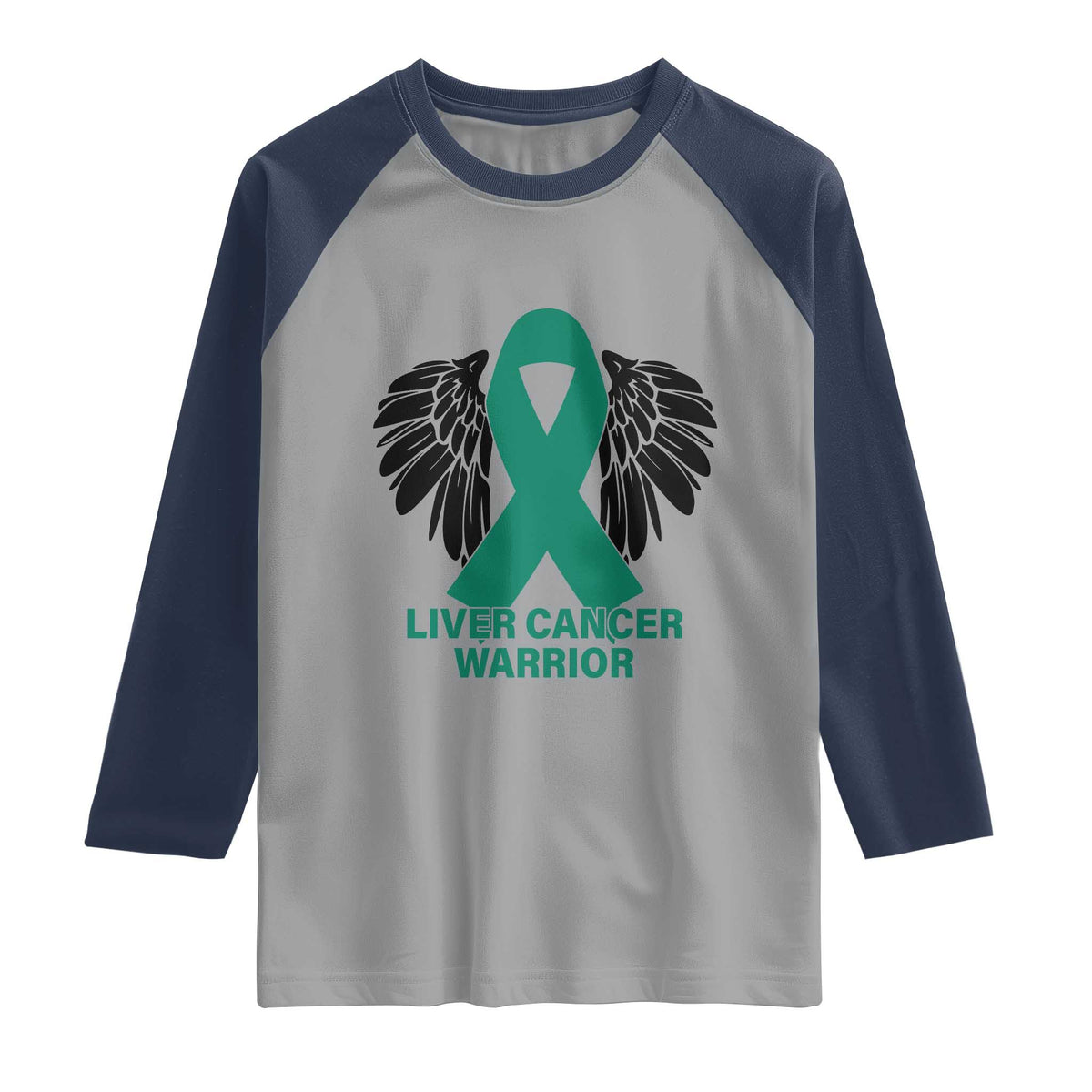Liver Cancer Angel Warrior Wings Raglan Shirt Green Ribbon Awareness Support Gift