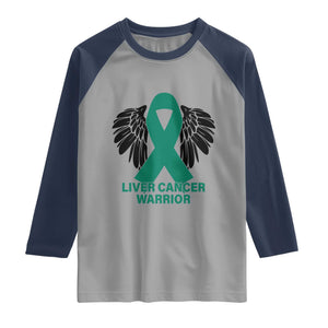 Liver Cancer Angel Warrior Wings Raglan Shirt Green Ribbon Awareness Support Gift
