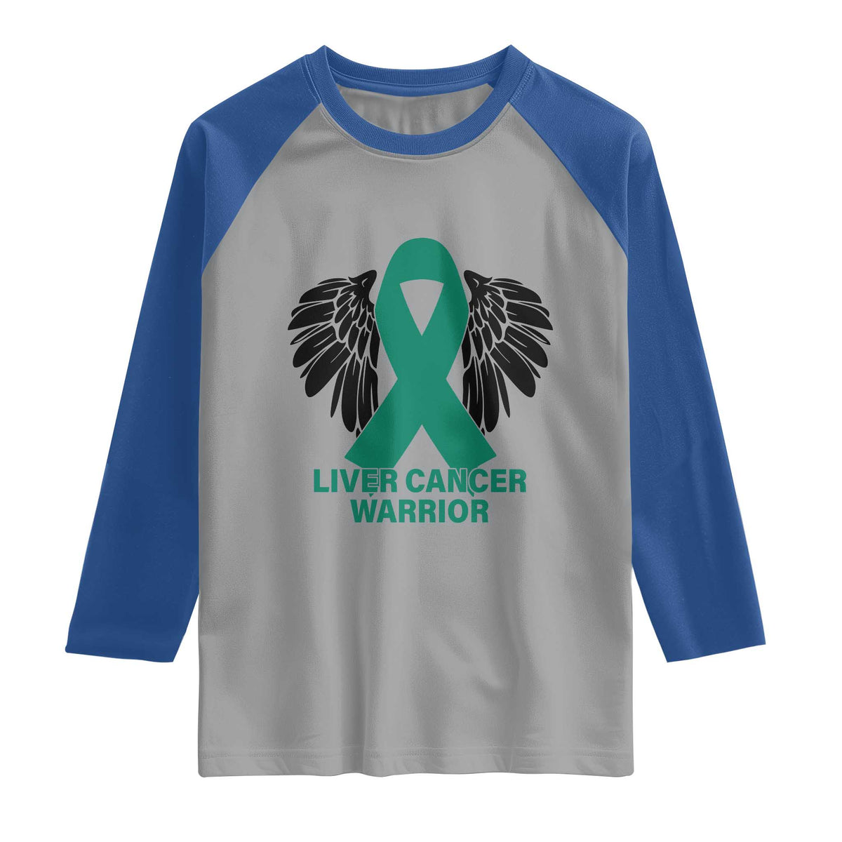 Liver Cancer Angel Warrior Wings Raglan Shirt Green Ribbon Awareness Support Gift