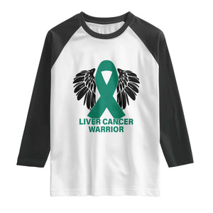Liver Cancer Angel Warrior Wings Raglan Shirt Green Ribbon Awareness Support Gift