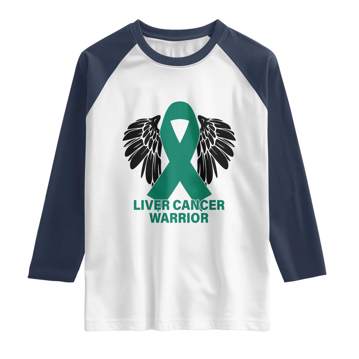 Liver Cancer Angel Warrior Wings Raglan Shirt Green Ribbon Awareness Support Gift