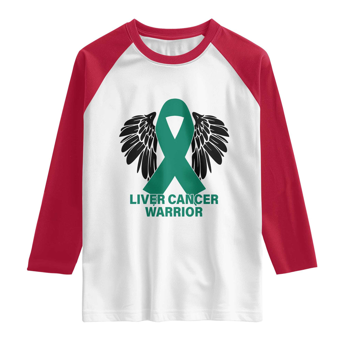 Liver Cancer Angel Warrior Wings Raglan Shirt Green Ribbon Awareness Support Gift