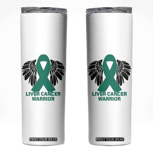Liver Cancer Angel Warrior Wings Skinny Tumbler Green Ribbon Awareness Support Gift