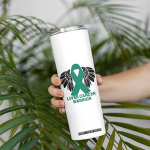 Liver Cancer Angel Warrior Wings Skinny Tumbler Green Ribbon Awareness Support Gift
