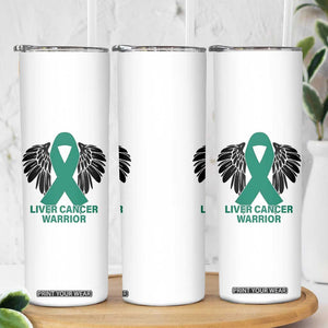 Liver Cancer Angel Warrior Wings Skinny Tumbler Green Ribbon Awareness Support Gift