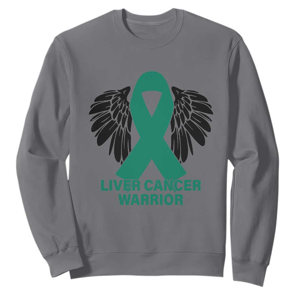 Liver Cancer Angel Warrior Wings Sweatshirt Green Ribbon Awareness Support Gift