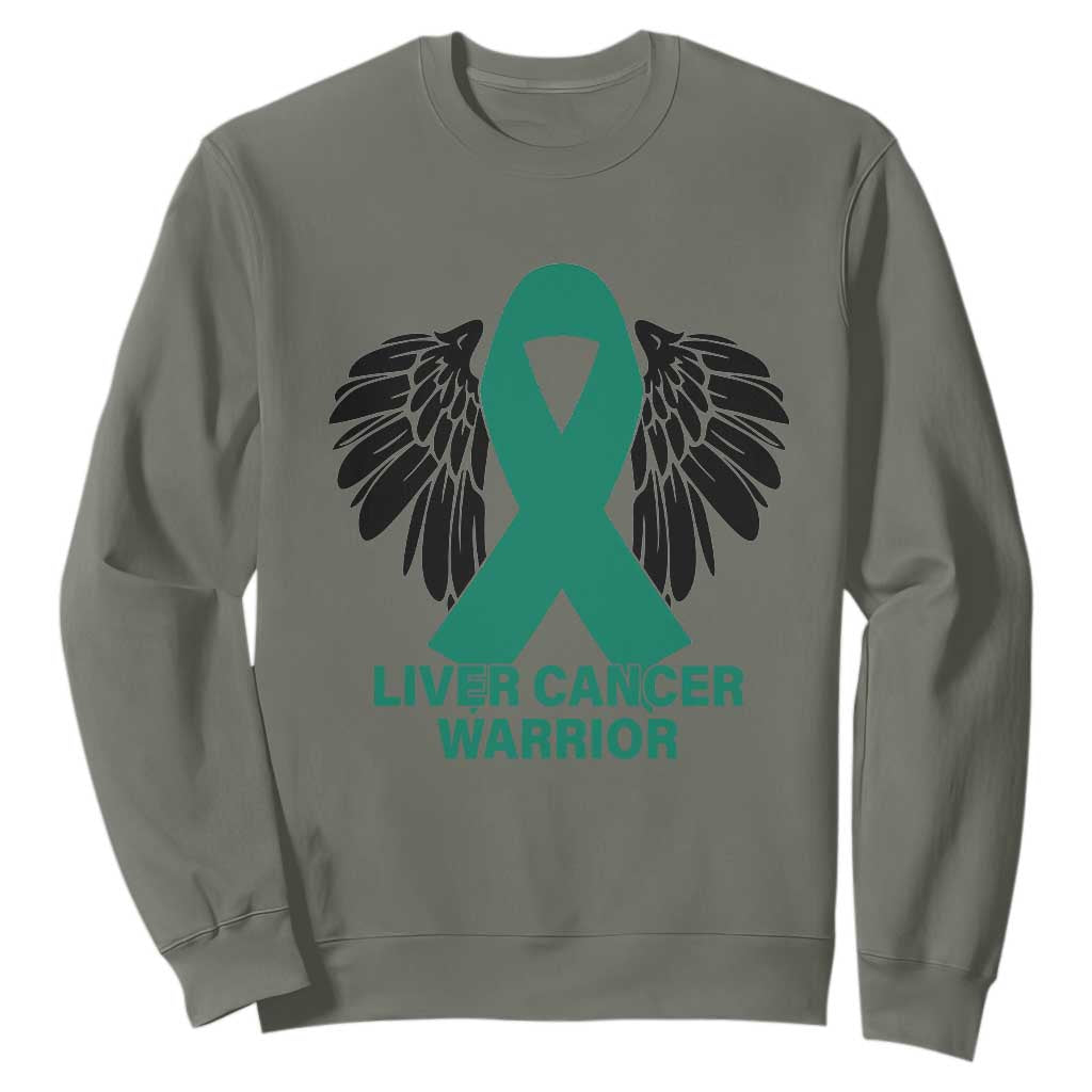 Liver Cancer Angel Warrior Wings Sweatshirt Green Ribbon Awareness Support Gift