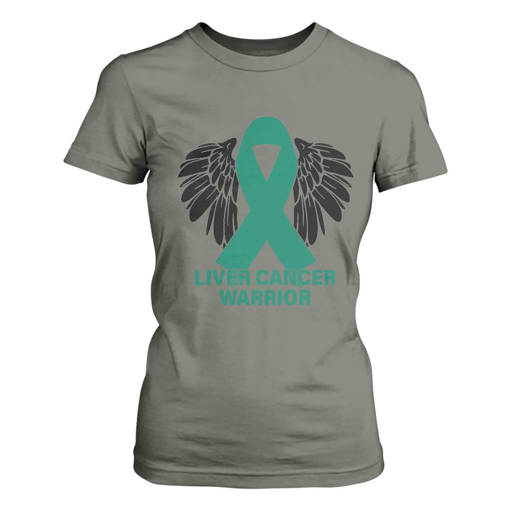 Liver Cancer Angel Warrior Wings T Shirt For Women Green Ribbon Awareness Support Gift