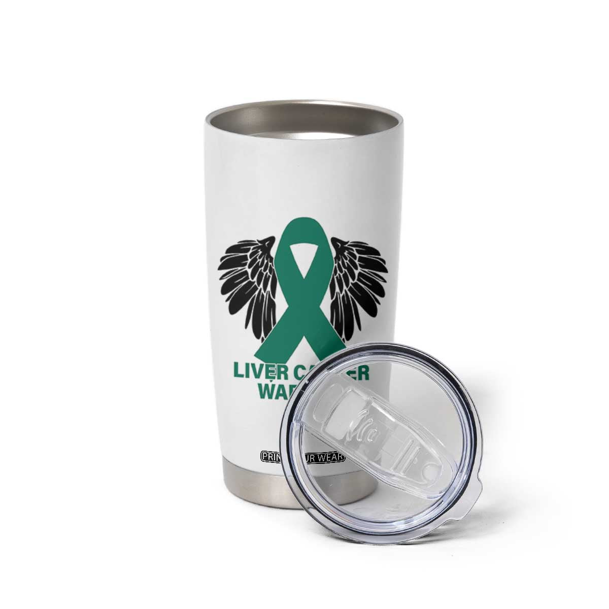 Liver Cancer Angel Warrior Wings Tumbler Cup Green Ribbon Awareness Support Gift