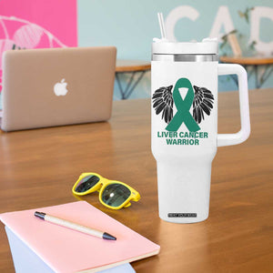 Liver Cancer Angel Warrior Wings Tumbler With Handle Green Ribbon Awareness Support Gift