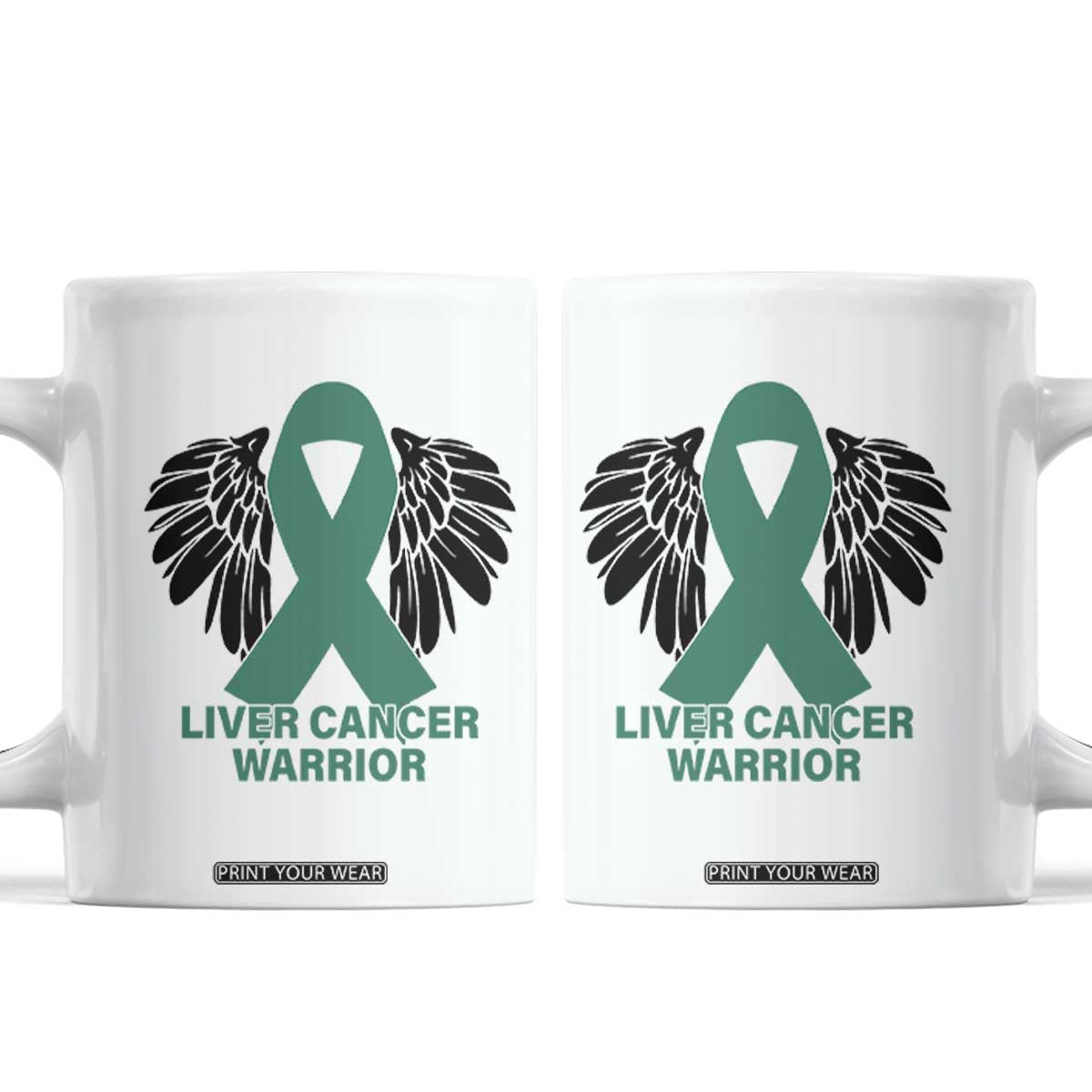 Liver Cancer Angel Warrior Wings Coffee Mug Green Ribbon Awareness Support Gift