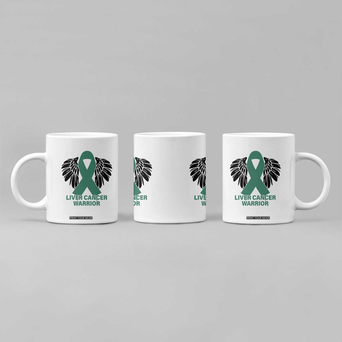 Liver Cancer Angel Warrior Wings Coffee Mug Green Ribbon Awareness Support Gift