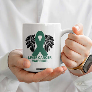 Liver Cancer Angel Warrior Wings Coffee Mug Green Ribbon Awareness Support Gift