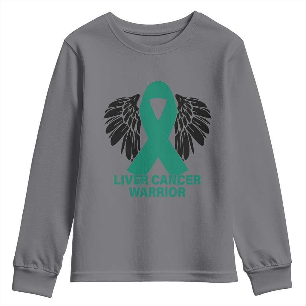 Liver Cancer Angel Warrior Wings Youth Sweatshirt Green Ribbon Awareness Support Gift