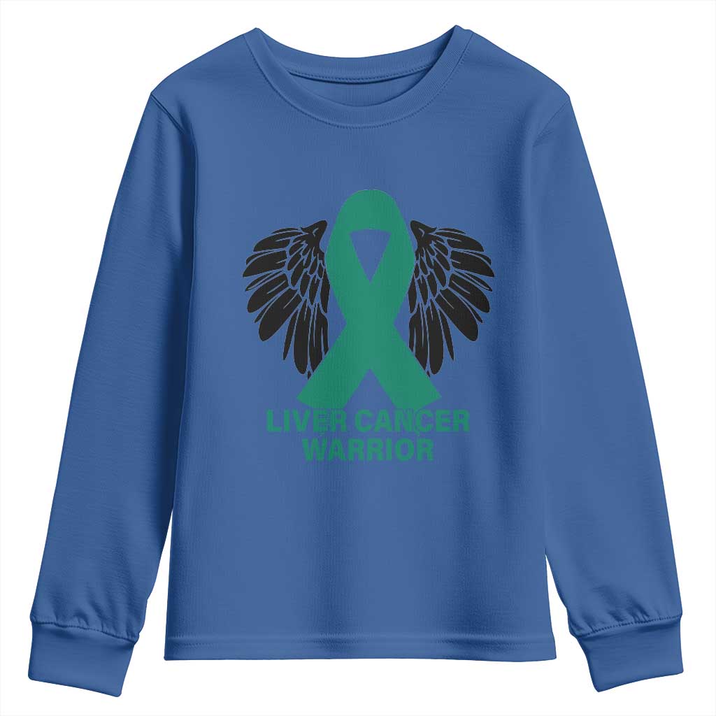 Liver Cancer Angel Warrior Wings Youth Sweatshirt Green Ribbon Awareness Support Gift