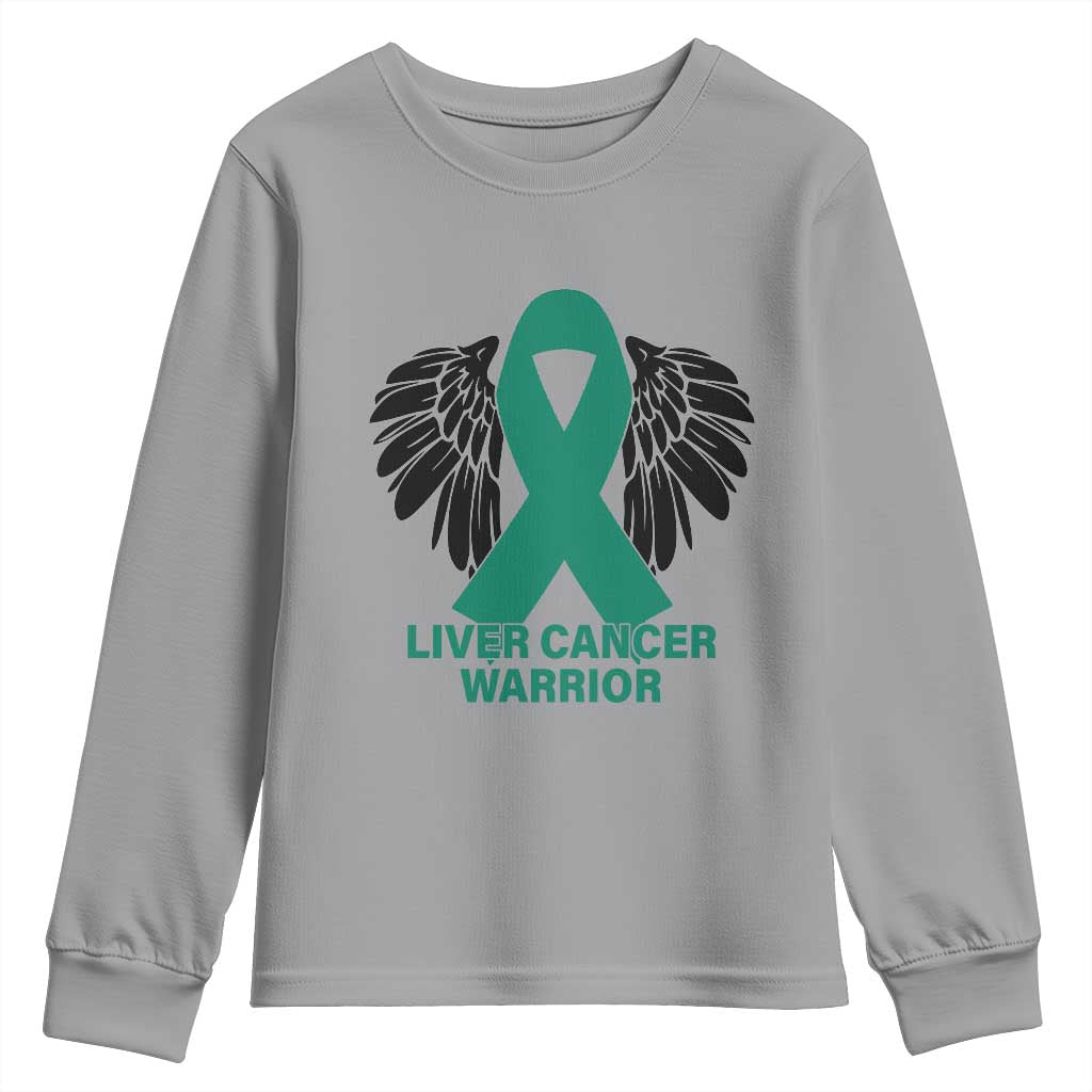 Liver Cancer Angel Warrior Wings Youth Sweatshirt Green Ribbon Awareness Support Gift