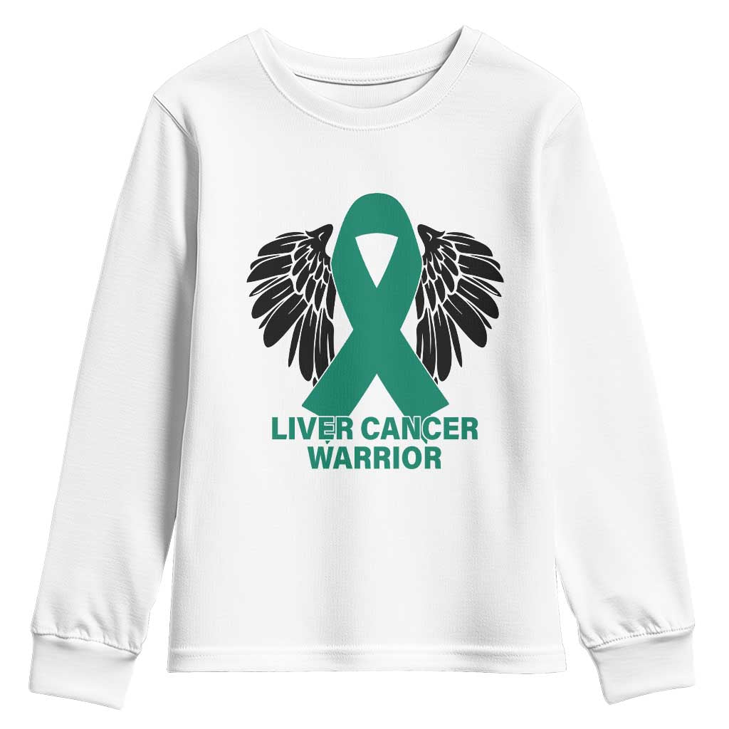 Liver Cancer Angel Warrior Wings Youth Sweatshirt Green Ribbon Awareness Support Gift