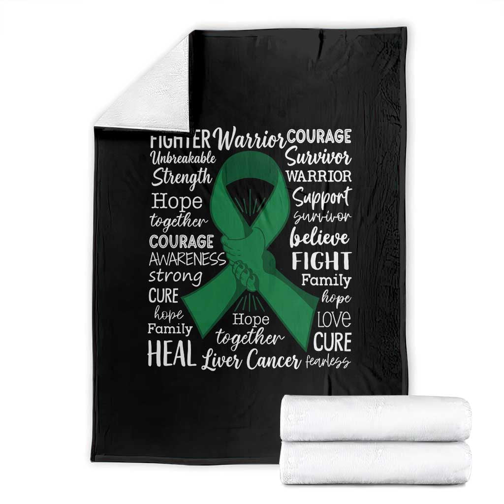 Liver Cancer Support Gift Throw Blanket Fearless Unbreakable Warrior Hope