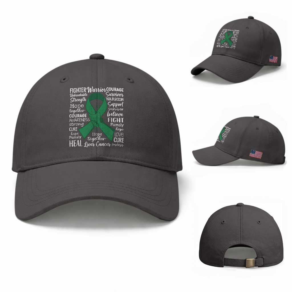 Liver Cancer Support Gift Baseball Cap Fearless Unbreakable Warrior Hope