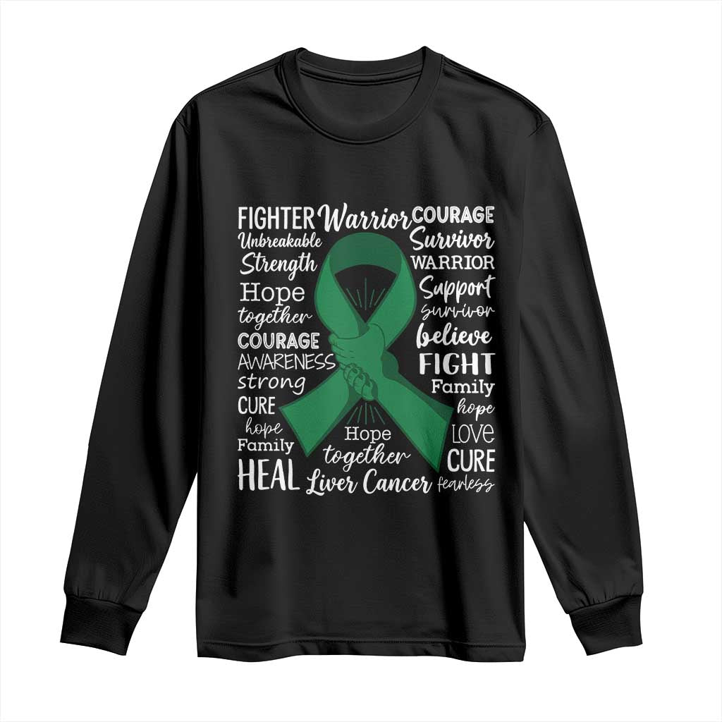 Liver Cancer Support Gift Long Sleeve Shirt Fearless Unbreakable Warrior Hope
