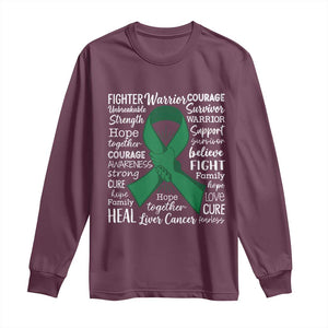 Liver Cancer Support Gift Long Sleeve Shirt Fearless Unbreakable Warrior Hope