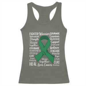Liver Cancer Support Gift Racerback Tank Top Fearless Unbreakable Warrior Hope