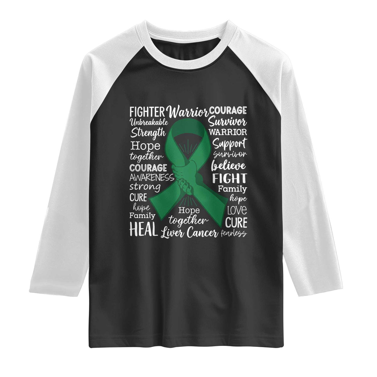 Liver Cancer Support Gift Raglan Shirt Fearless Unbreakable Warrior Hope