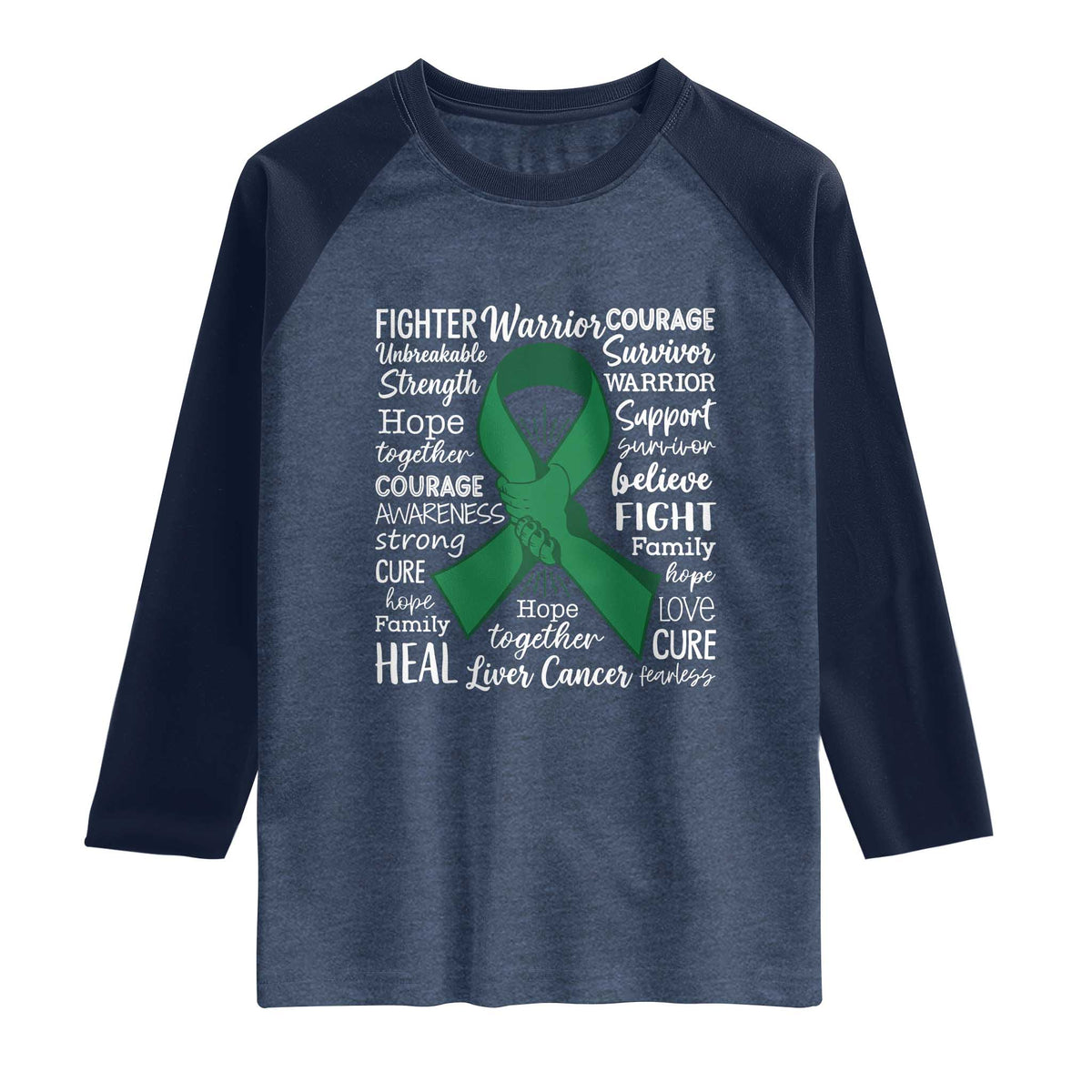 Liver Cancer Support Gift Raglan Shirt Fearless Unbreakable Warrior Hope