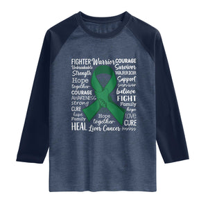 Liver Cancer Support Gift Raglan Shirt Fearless Unbreakable Warrior Hope