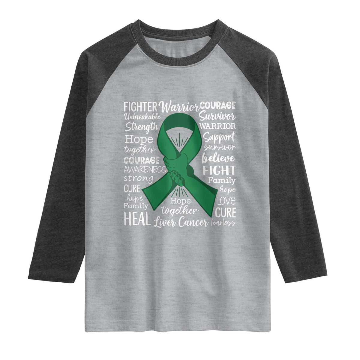 Liver Cancer Support Gift Raglan Shirt Fearless Unbreakable Warrior Hope