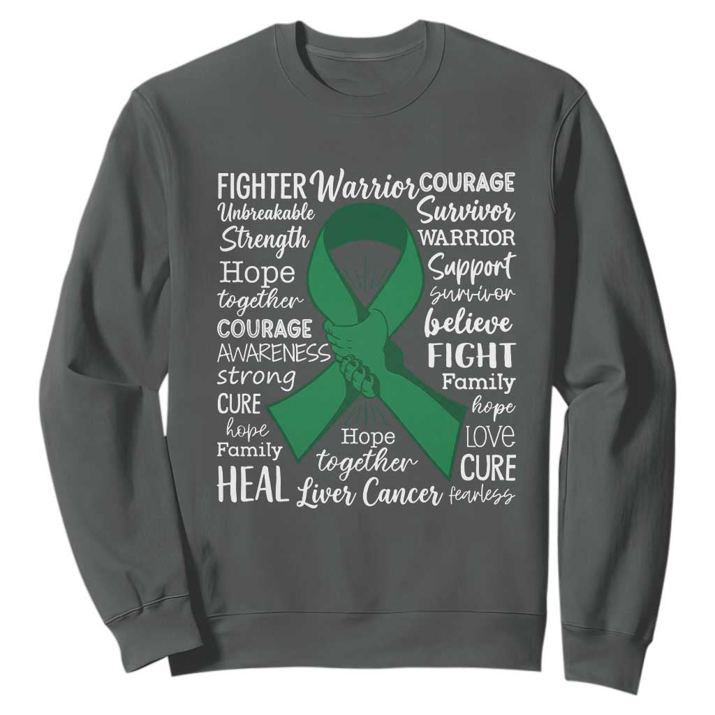 Liver Cancer Support Gift Sweatshirt Fearless Unbreakable Warrior Hope