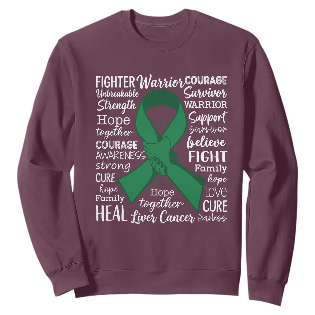 Liver Cancer Support Gift Sweatshirt Fearless Unbreakable Warrior Hope