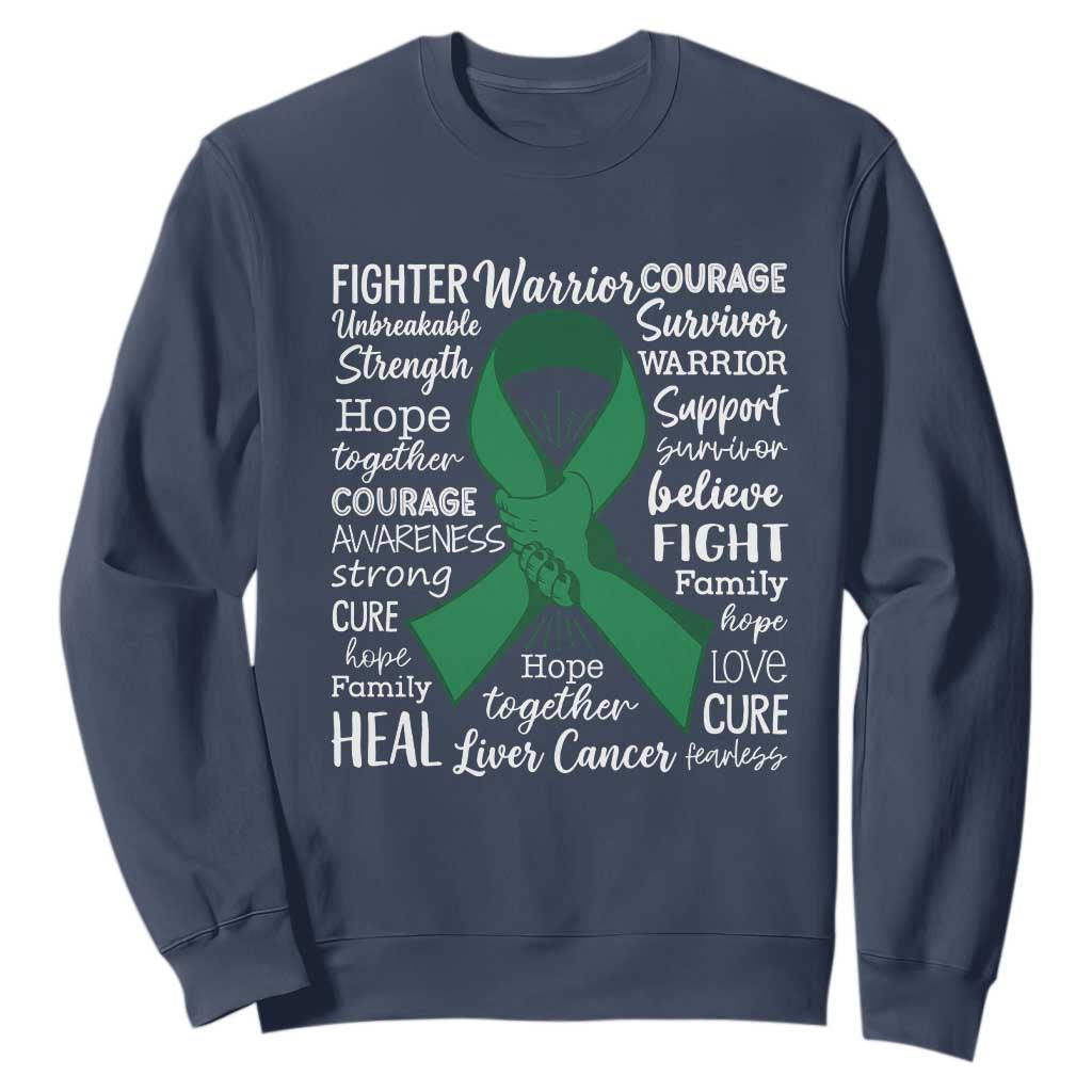 Liver Cancer Support Gift Sweatshirt Fearless Unbreakable Warrior Hope