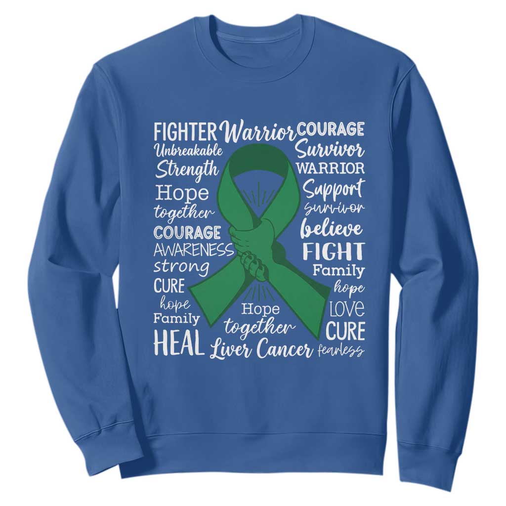 Liver Cancer Support Gift Sweatshirt Fearless Unbreakable Warrior Hope