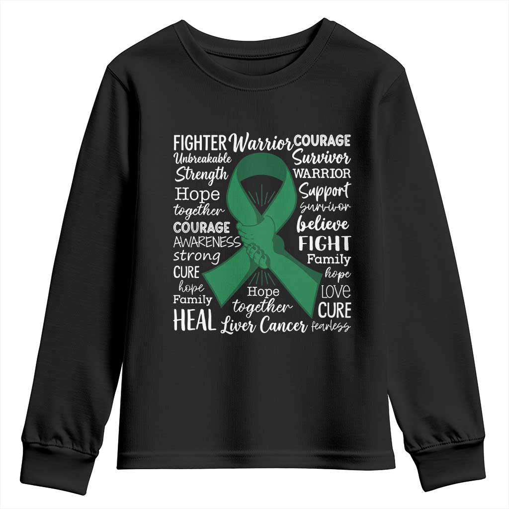 Liver Cancer Support Gift Youth Sweatshirt Fearless Unbreakable Warrior Hope