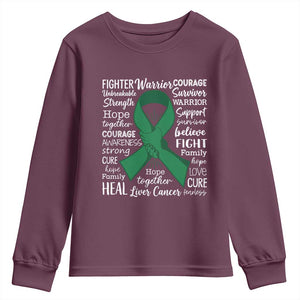 Liver Cancer Support Gift Youth Sweatshirt Fearless Unbreakable Warrior Hope