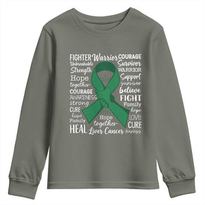 Liver Cancer Support Gift Youth Sweatshirt Fearless Unbreakable Warrior Hope