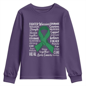 Liver Cancer Support Gift Youth Sweatshirt Fearless Unbreakable Warrior Hope