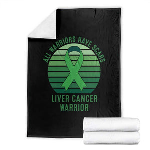 All Warriors Have Scars Liver Cancer Throw Blanket Green Ribbon Survivor Fighter Gift
