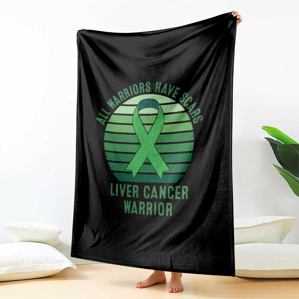 All Warriors Have Scars Liver Cancer Throw Blanket Green Ribbon Survivor Fighter Gift